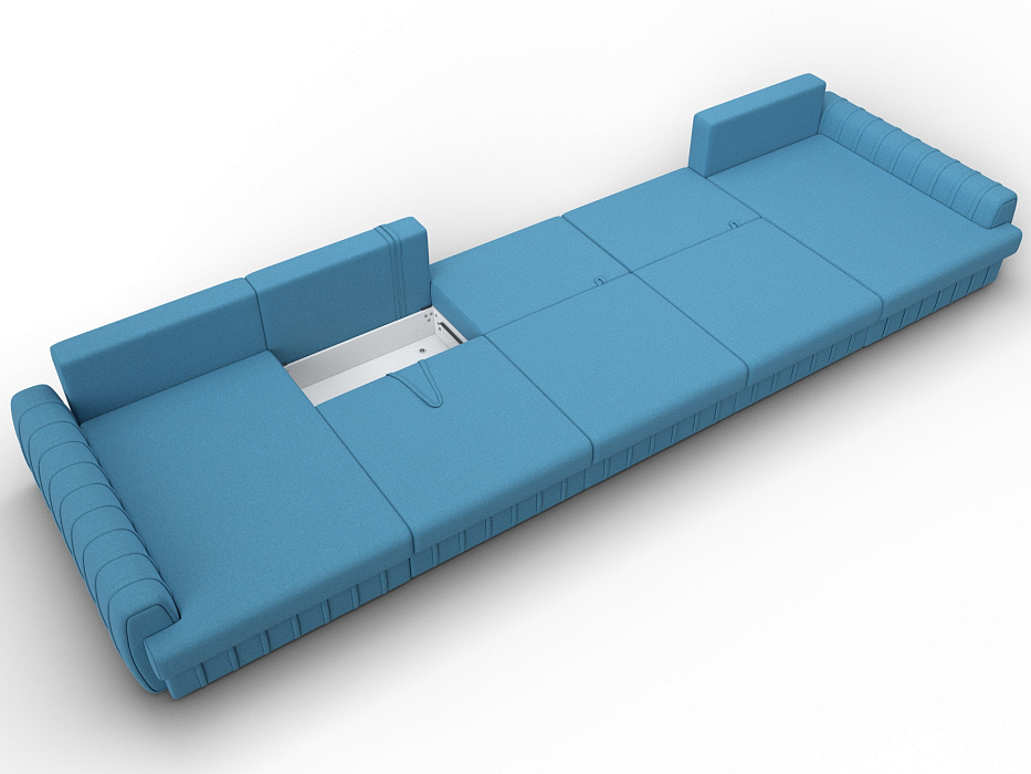 Диван П-образный Лига-057 НПБ МегаЛонг (амур 10 голубой)