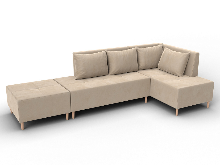 Диван угловой модульный с пуфом Лига-126 угол правый (seven 729 бежевый)