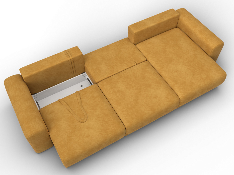 Диван угловой Лига-056 НПБ Лонг угол универсальный (brut 10 желтый)