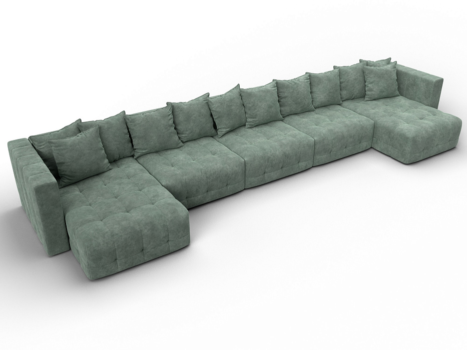 Диван П-образный Лига-052 НПБ МегаЛонг (brut 08 зеленый)