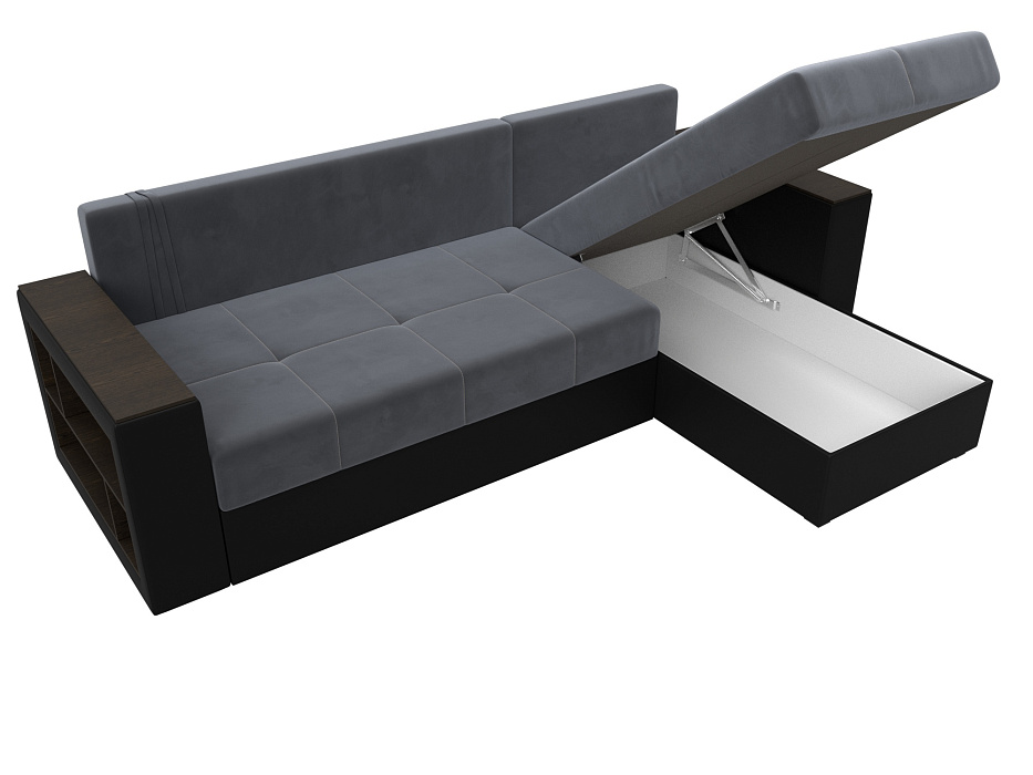 Диван угловой Дубай Лайт угол универсальный (серый;черный)