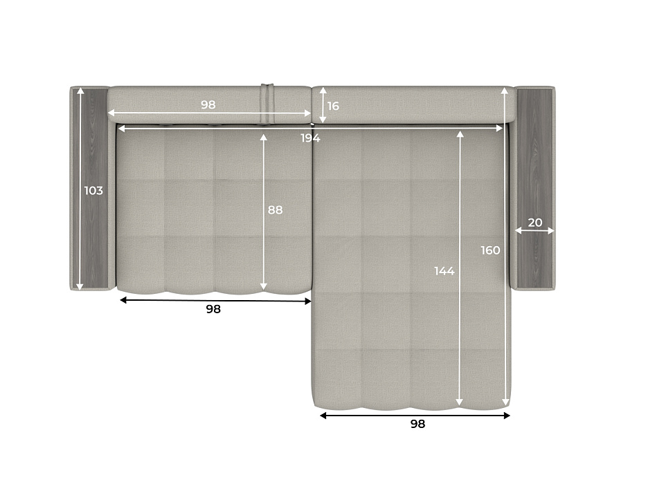 Диван угловой с декором Лига-049 НПБ (амур 02 бежевый)