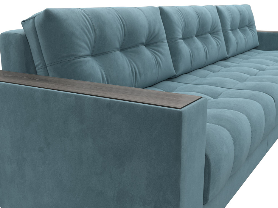 Диван угловой с декором Лига-049 НПБ Лонг (seven 113 бирюзовый)