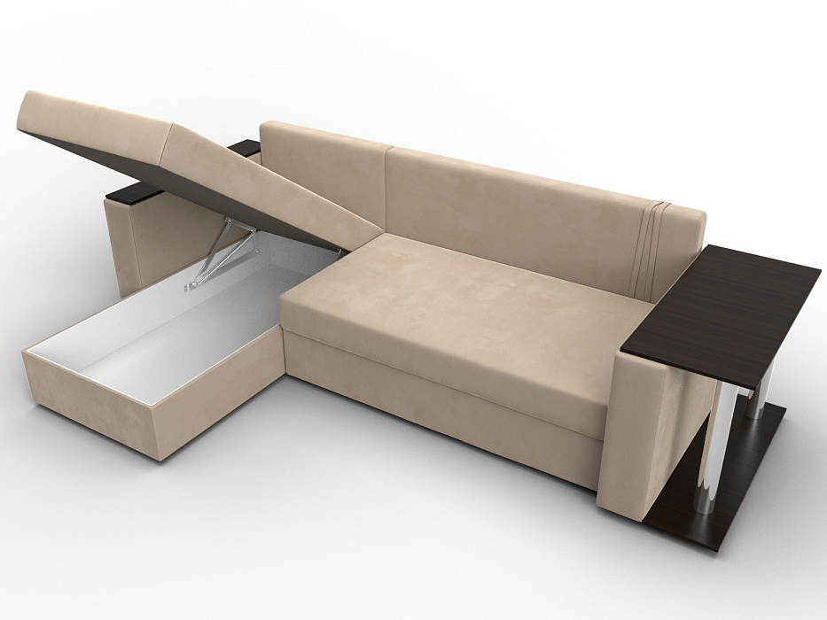 Диван угловой Атланта со столом левый угол (seven 729 бежевый)