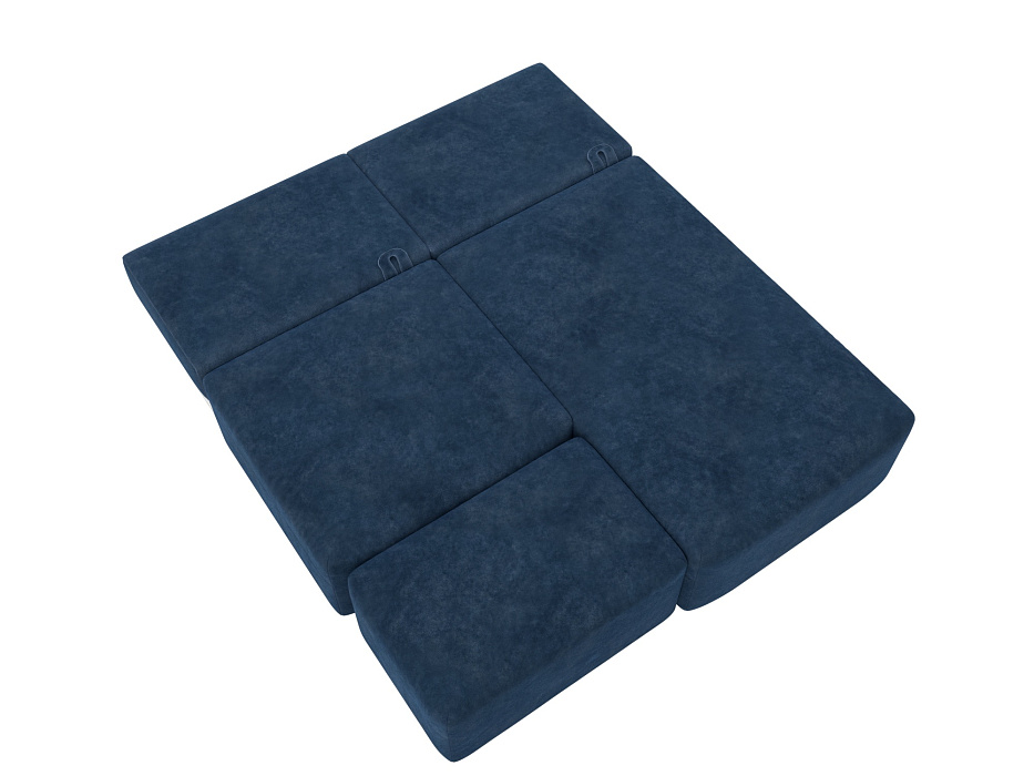 Диван угловой модульный с пуфом Лига-060 НПБ угол универсальный (brut 11 синий)