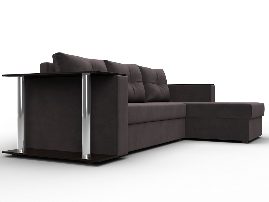 Диван угловой Атланта со столом правый угол (seven 727 коричневый)