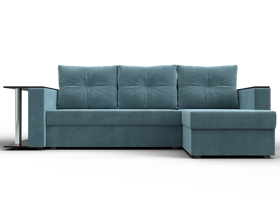 Диван угловой Атланта со столом правый угол (бирюзовый)