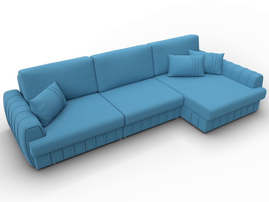Диван угловой Лига-057 НПБ Лонг угол правый (амур 10 голубой)