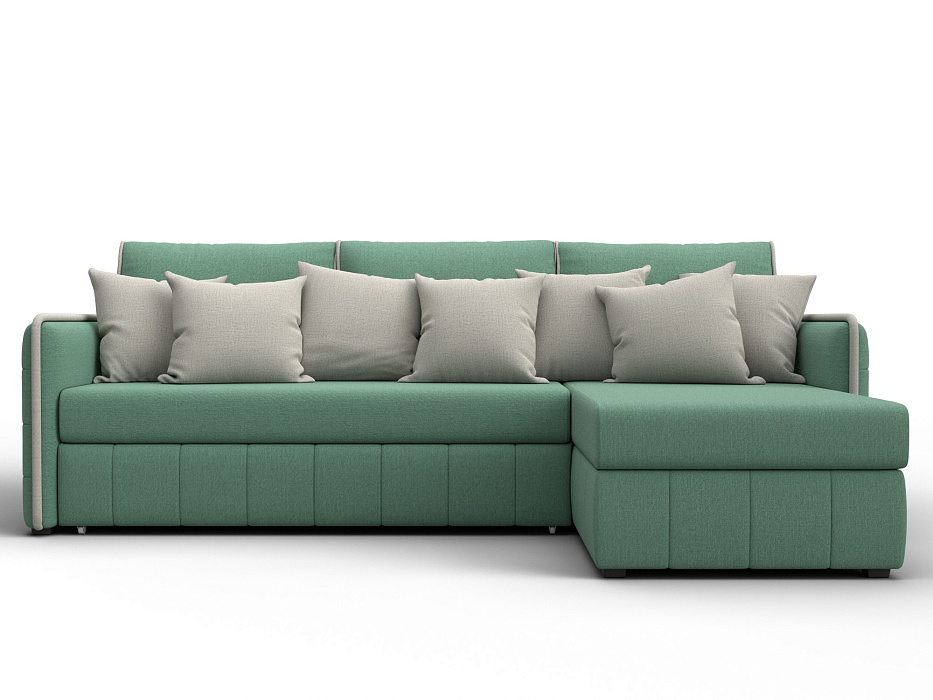 Диван угловой Лига-078 угол универсальный (амур 11 зеленый/амур 02 бежевый)