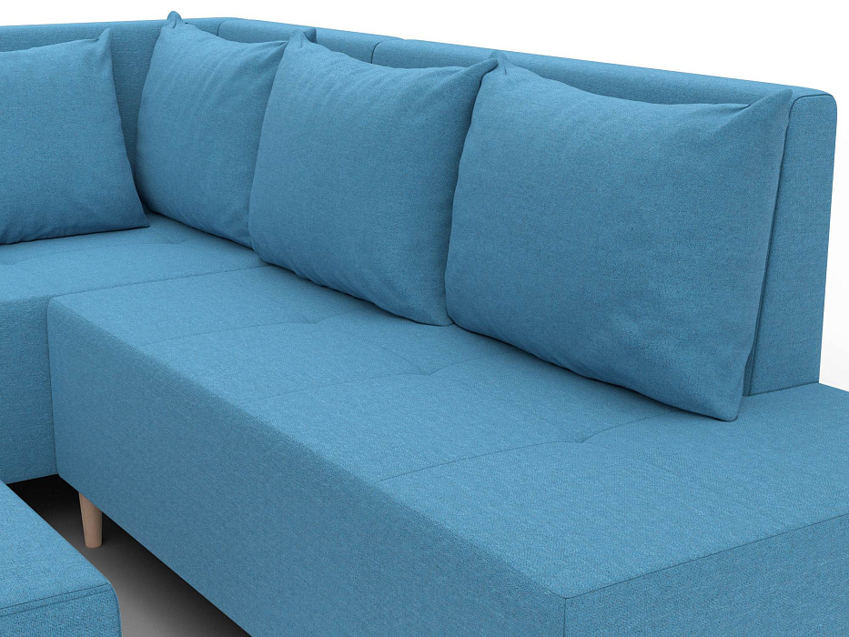 Диван угловой модульный с пуфом Лига-126 угол левый (амур 10 голубой)