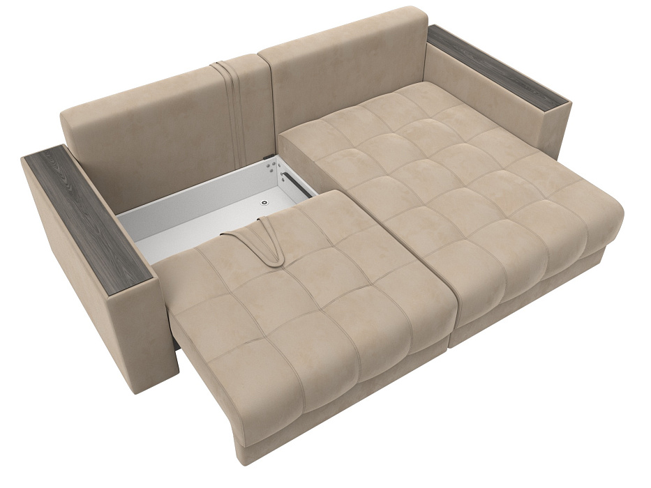 Диван угловой с декором Лига-049 НПБ (seven 729 бежевый)