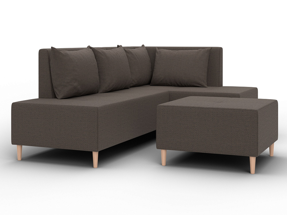 Диван угловой модульный с пуфом Лига-126 угол правый (амур 05 коричневый)