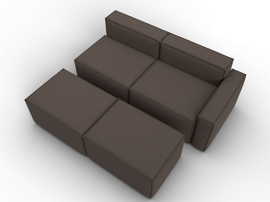 Диван угловой модульный Лига-063 угол правый (амур 05 коричневый)