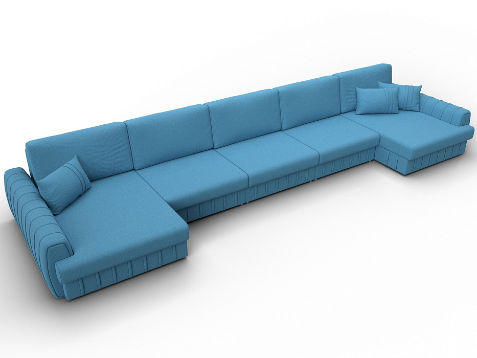 Диван П-образный Лига-057 НПБ МегаЛонг (амур 10 голубой)
