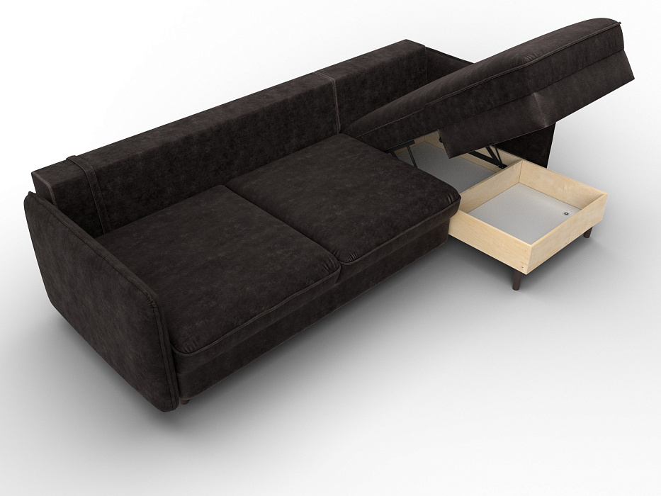 Диван угловой Лига-064 НПБ угол универсальный (brut 17 коричневый)