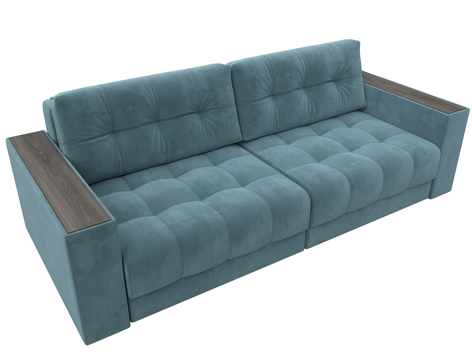 Диван прямой с декором Лига-049 НПБ (seven 113 бирюзовый)