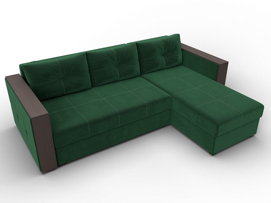 Диван угловой Валенсия Лайт правый угол (seven 626 зеленый)