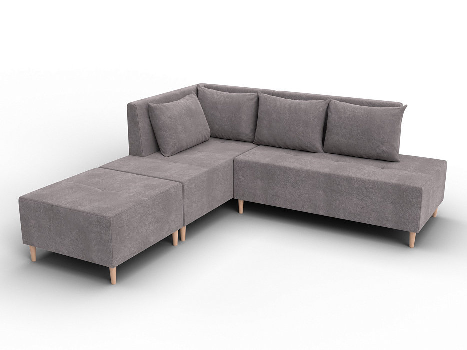 Диван угловой модульный с пуфом Лига-126 угол левый (laim бежевый)