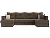 П-образный диван Валенсия (коричневый\бежевый цвет)