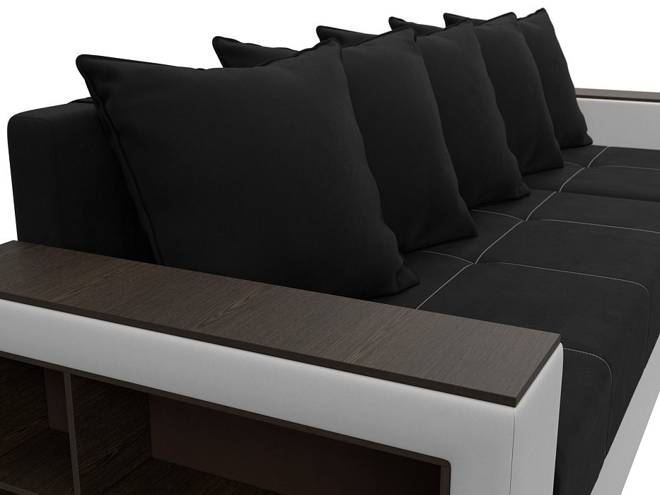 Диван угловой Дубай Лайт правый угол (черный\белый)