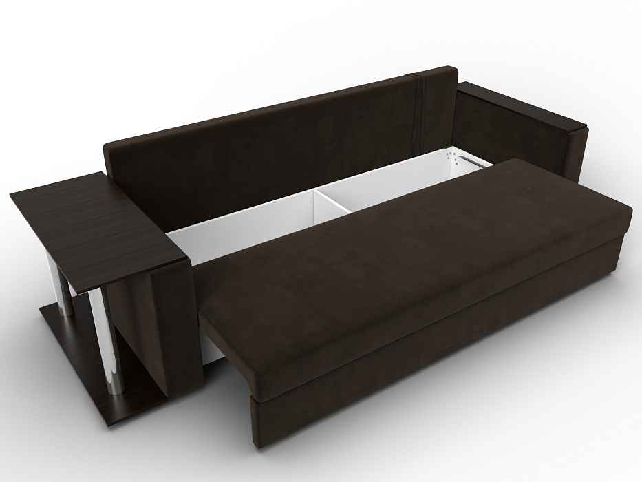Диван прямой Атланта со столом слева (коричневый)