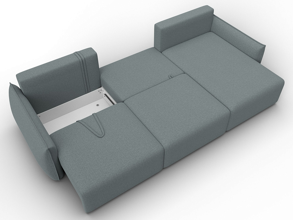 Диван угловой Лига-051 НПБ Лонг угол универсальный (амур 07 серый)