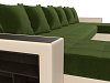 П-образный диван Дубай полки слева (зеленый\бежевый цвет)