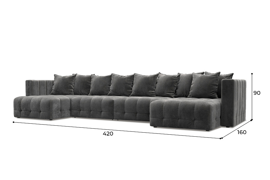 Диван П-образный Лига-052 НПБ Лонг (tower 10 серый)