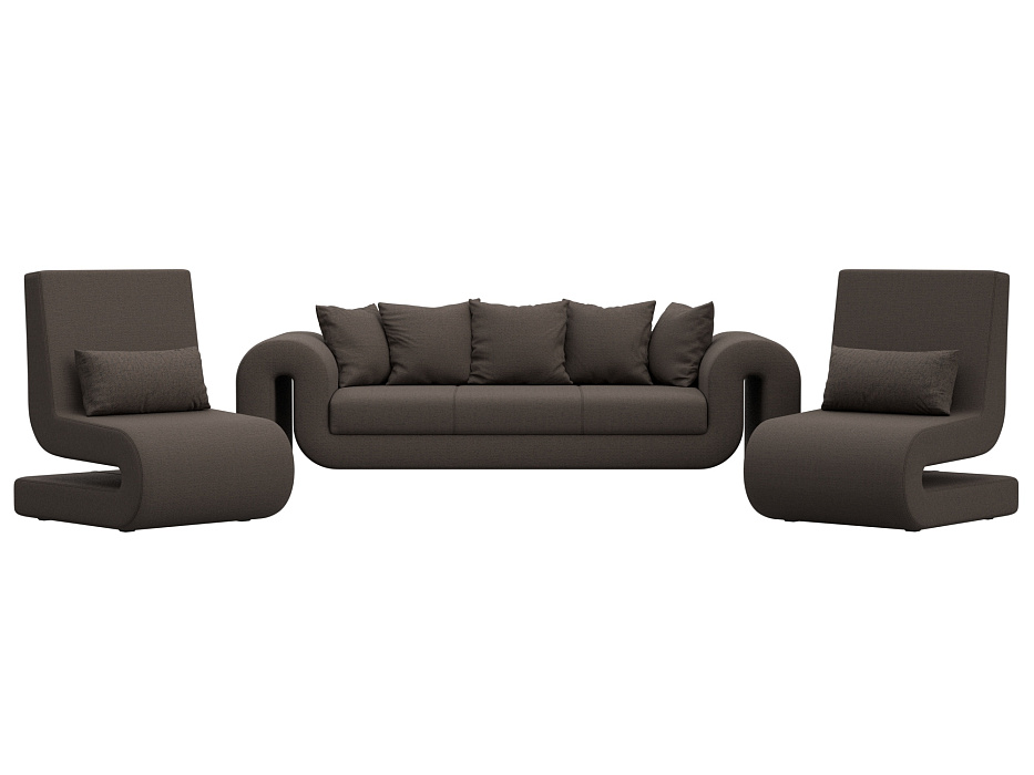 Набор Волна-1 (диван, 2 кресла) (амур 05 коричневый)