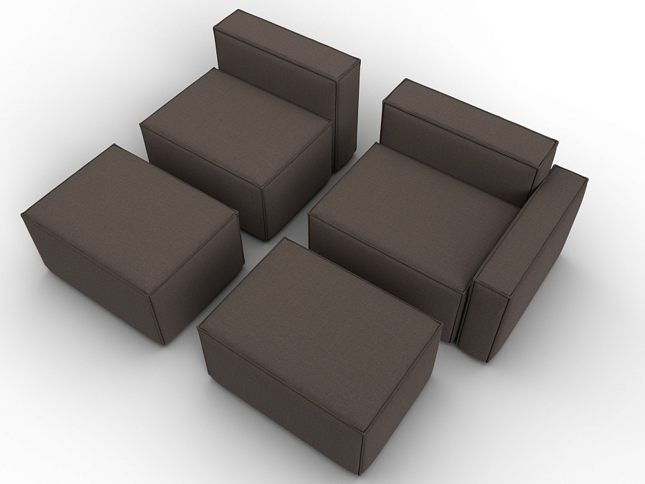 Диван угловой модульный Лига-063 угол правый (амур 05 коричневый)