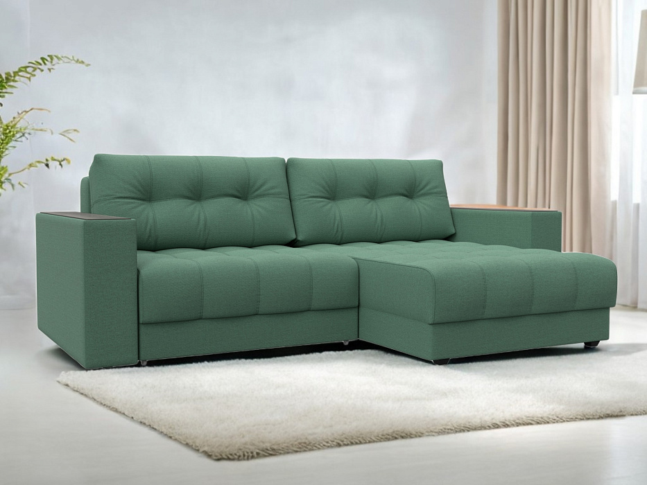 Диван угловой с декором Лига-049 НПБ (амур 11 зеленый) Диван угловой с декором Лига-049 НПБ (амур 11 зеленый)