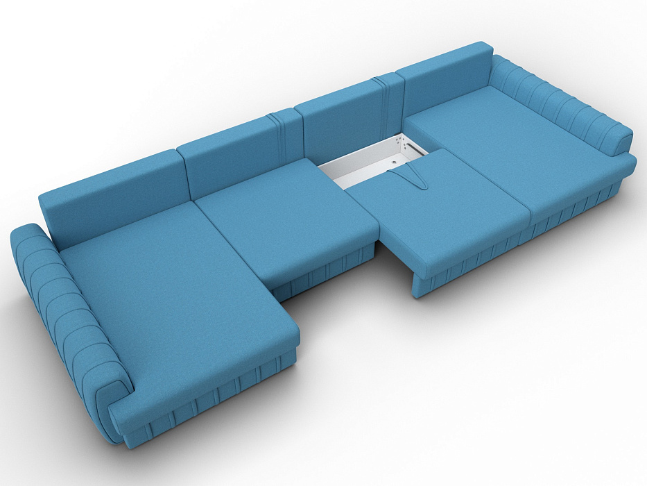 Диван П-образный Лига-057 НПБ Лонг (амур 10 голубой)