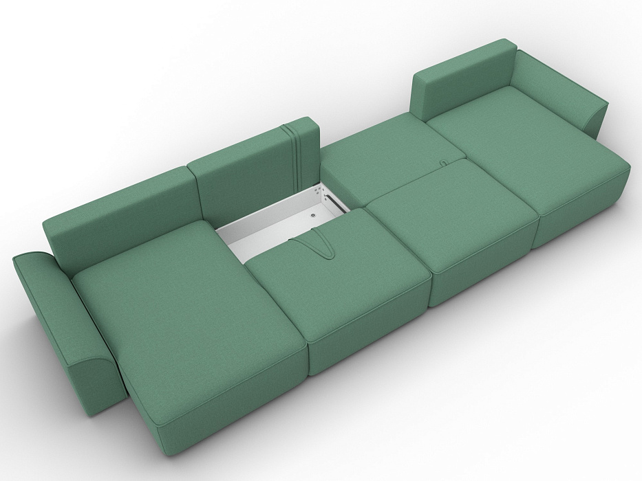 Диван П-образный Лига-048 НПБ лонг (амур 11 зеленый)