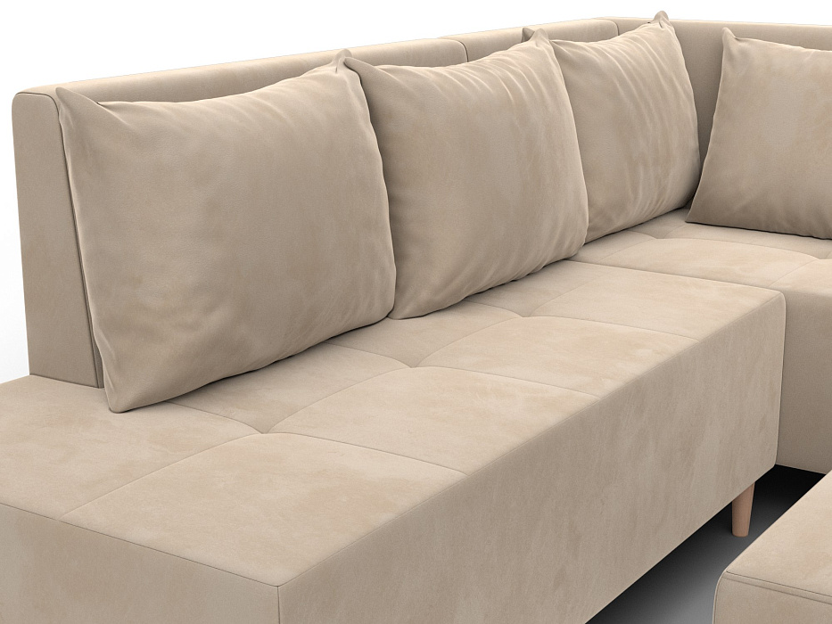 Диван угловой модульный с пуфом Лига-126 угол правый (seven 729 бежевый)