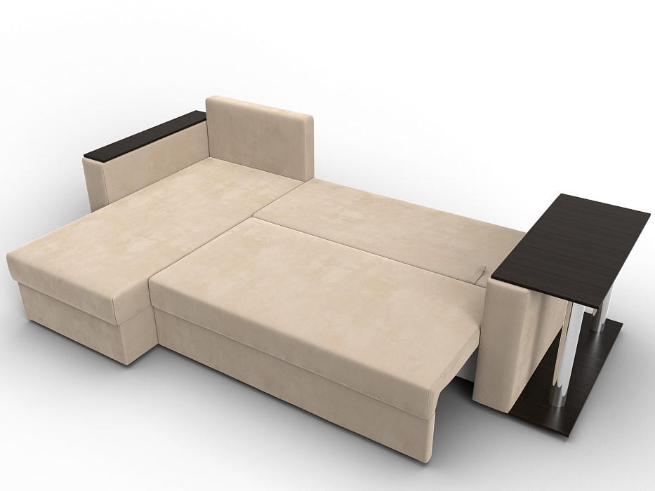 Диван угловой Атланта со столом левый угол (seven 729 бежевый)