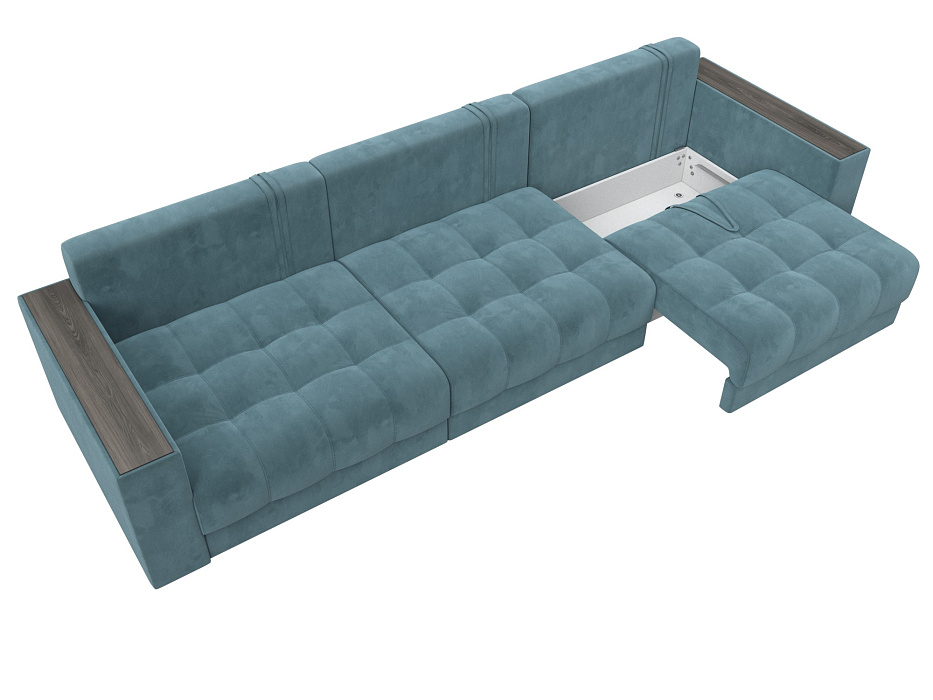 Диван прямой с декором Лига-049 НПБ Лонг (seven 113 бирюзовый)