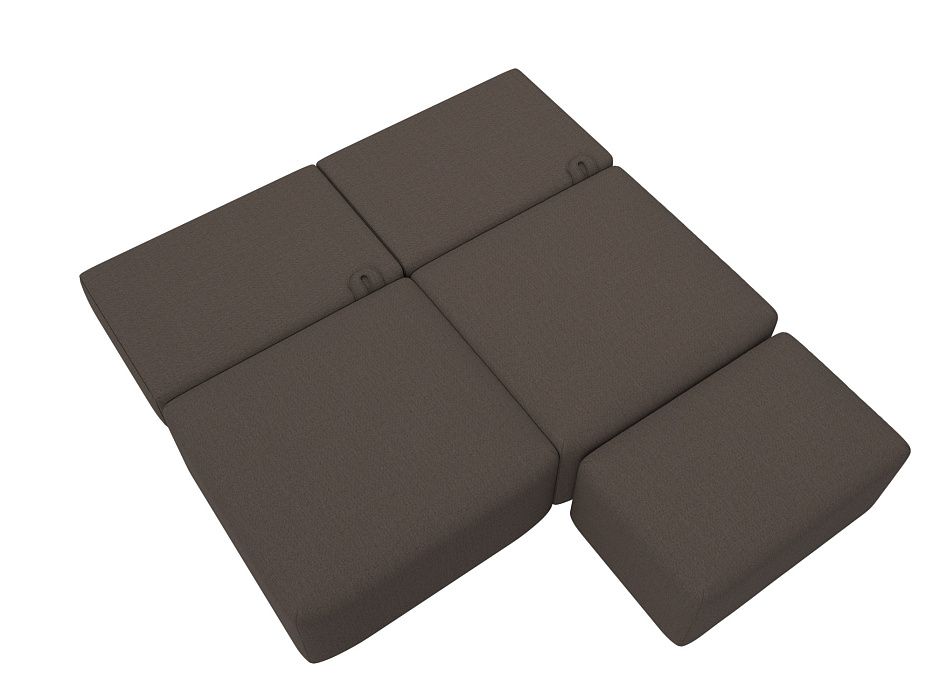 Диван прямой модульный с пуфом Лига-060 НПБ (амур 05 коричневый)