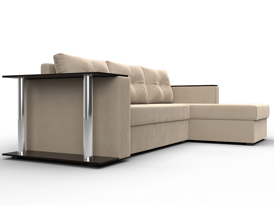 Диван угловой Атланта со столом правый угол (seven 729 бежевый)