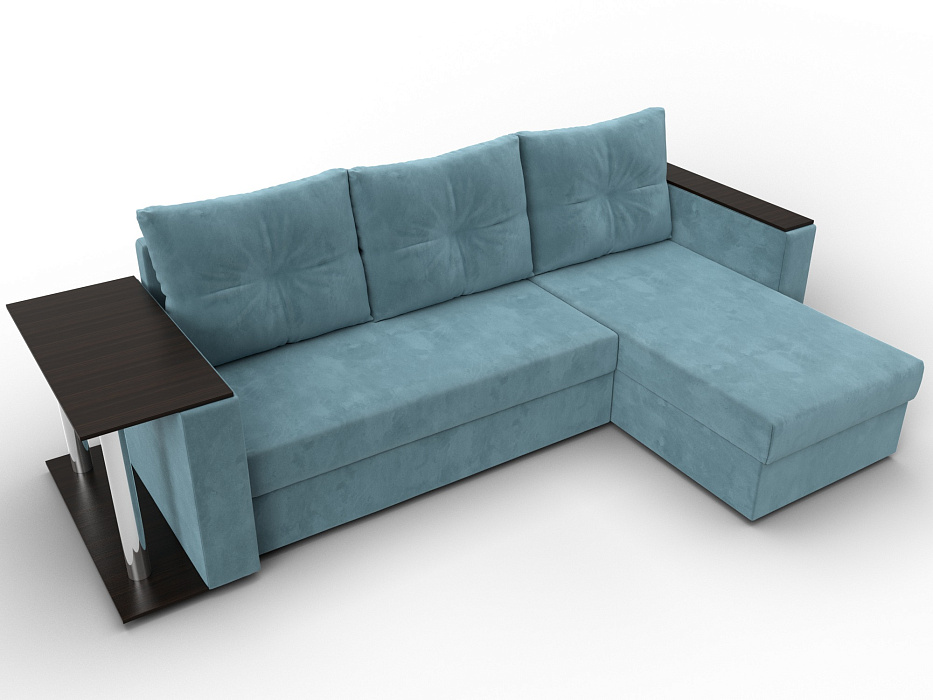 Диван угловой Атланта со столом правый угол (бирюзовый)