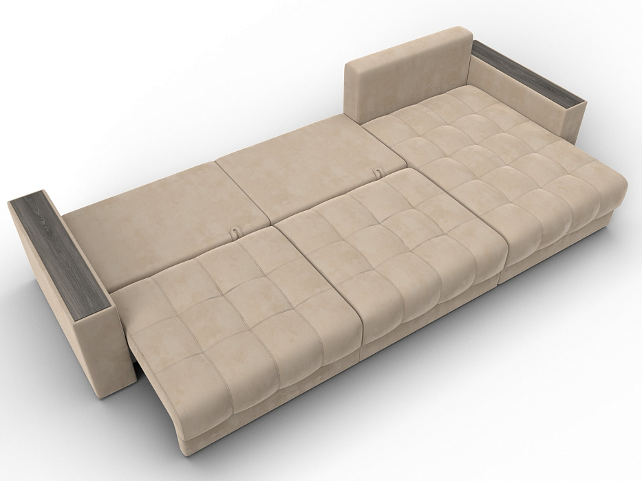 Диван угловой с декором Лига-049 НПБ Лонг (seven 729 бежевый)