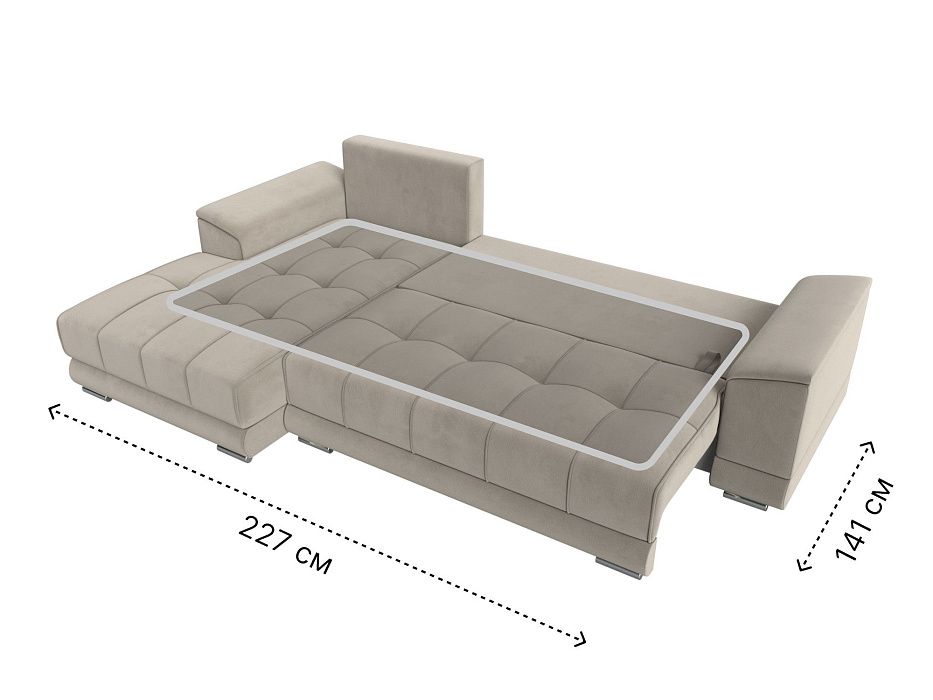 Диван угловой НордСтар левый угол (бежевый)