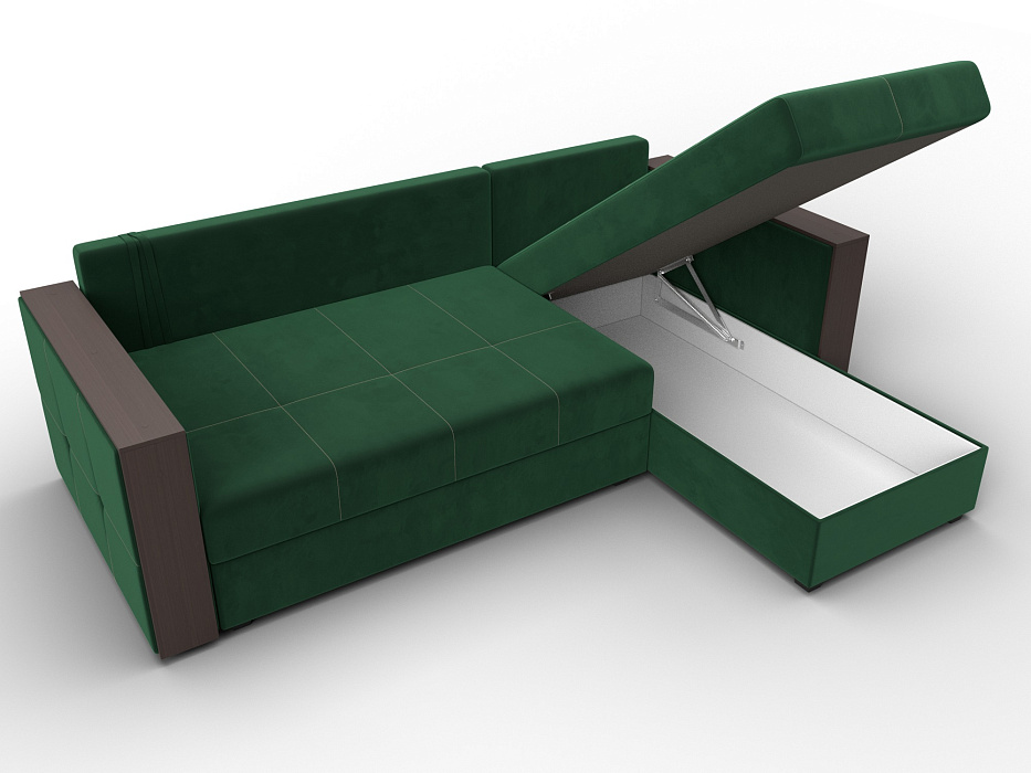 Диван угловой Валенсия Лайт правый угол (seven 626 зеленый)