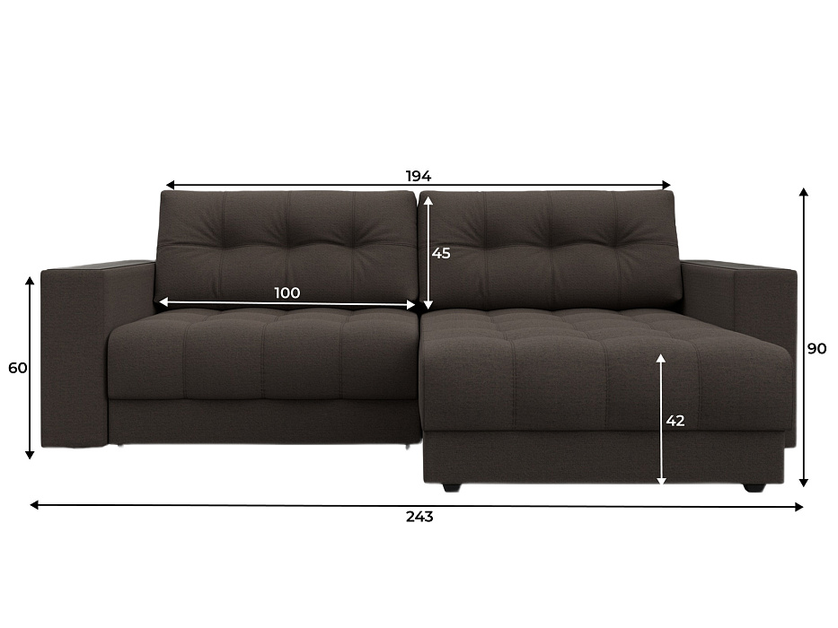 Диван угловой с декором Лига-049 НПБ (амур 05 коричневый)