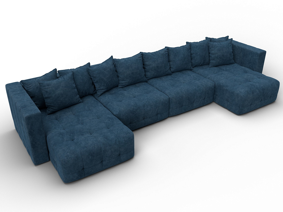 Диван П-образный Лига-052 НПБ Лонг (brut 11 синий)