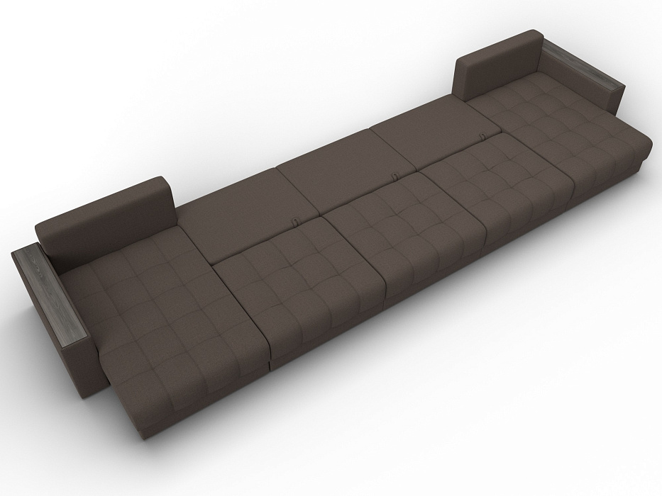 Диван П-образный с декором Лига-049 НПБ Мегалонг (амур 05 коричневый)