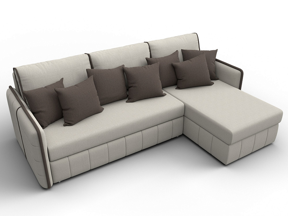 Диван угловой Лига-078 угол универсальный (амур 02 бежевый/амур 05 коричневый)