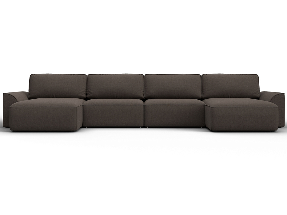 Диван П-образный Лига-048 НПБ лонг (амур 05 коричневый)