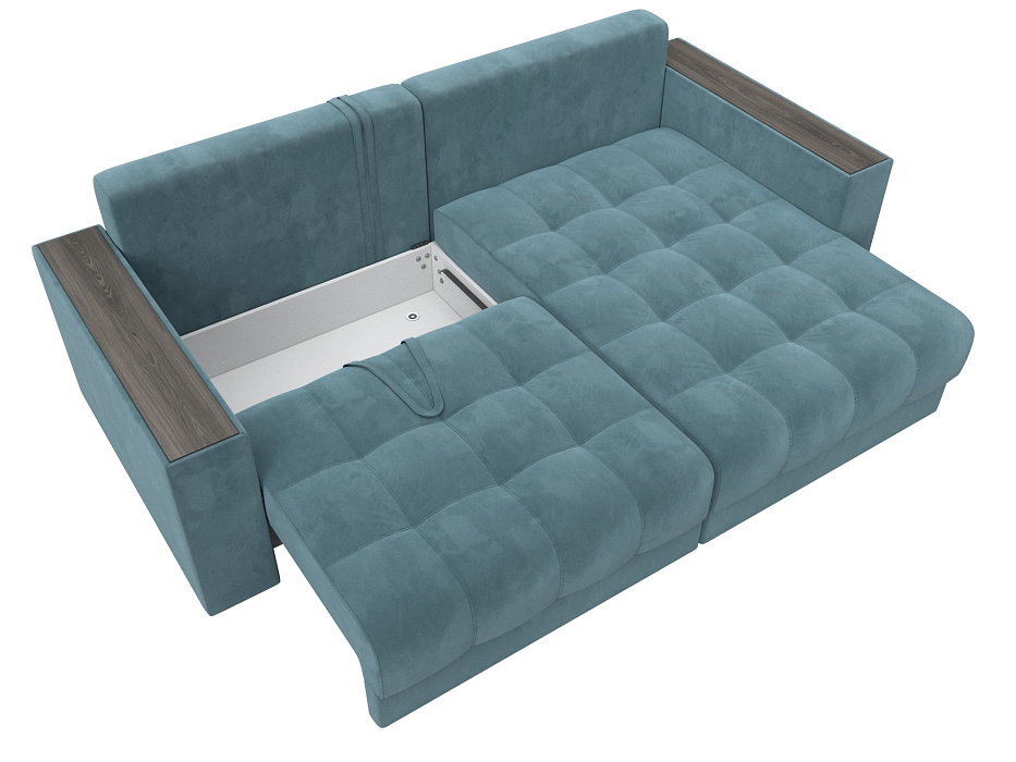 Диван угловой с декором Лига-049 НПБ (seven 113 бирюзовый)