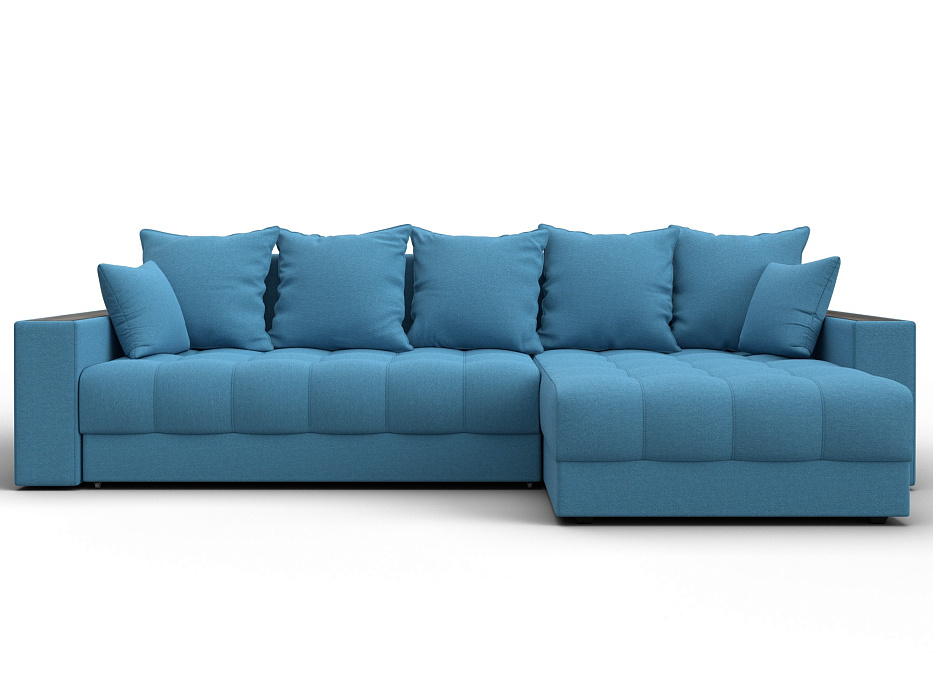 Диван угловой с декором и полкой Лига-050 НПБ (амур 10 голубой)