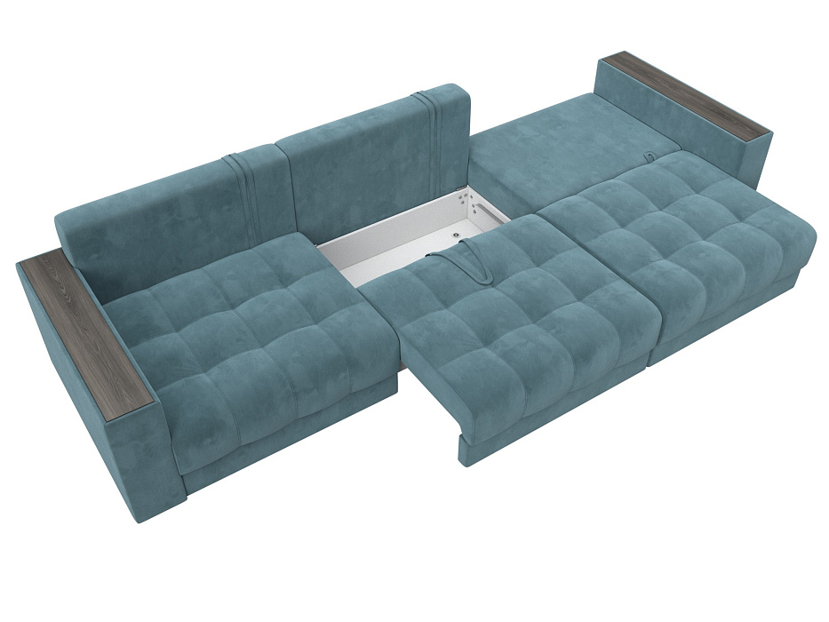 Диван прямой с декором Лига-049 НПБ Лонг (seven 113 бирюзовый)